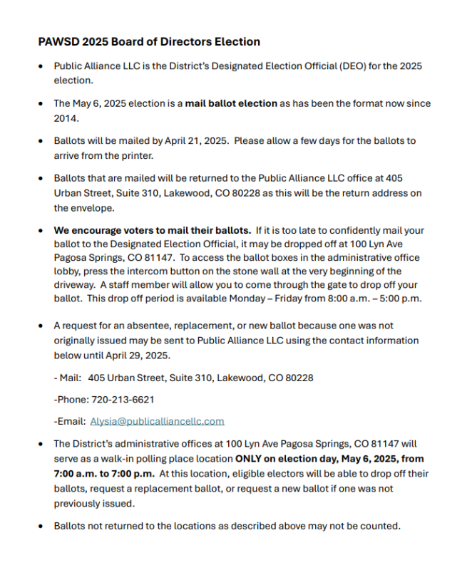 2025-04-30 PAWSD 2025 Board of Directors Election